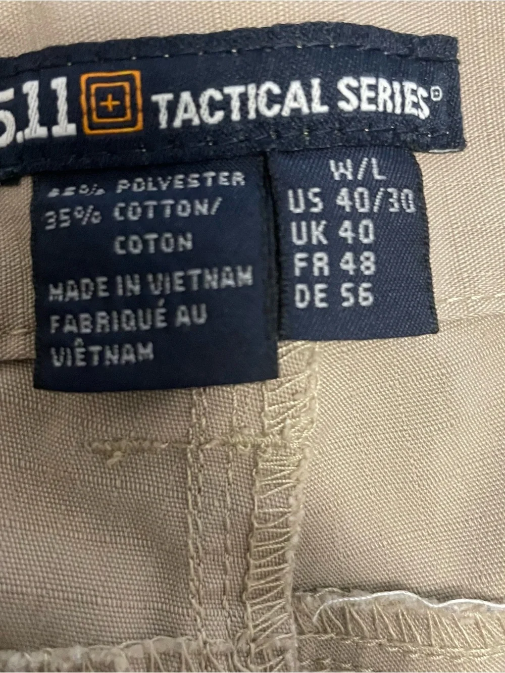 5.11 Tactical Pants Mens 40X30 Beige Cargo Ripstop Relaxed Fit Workwear